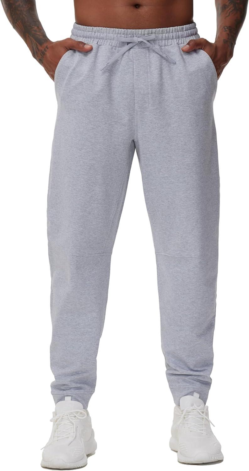 imageTHE GYM PEOPLE Mens Drawstring Workout Joggers Pants Lightweight Tapered Running Lounge Sweatpants with PocketsGrey