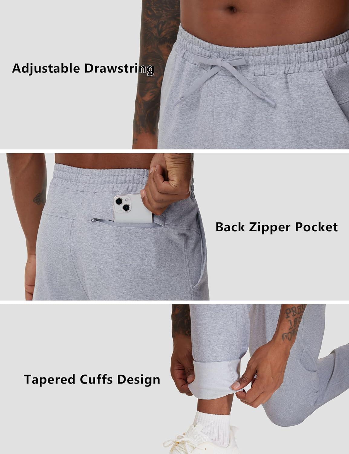 imageTHE GYM PEOPLE Mens Drawstring Workout Joggers Pants Lightweight Tapered Running Lounge Sweatpants with PocketsGrey