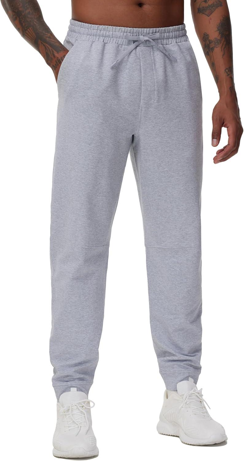 imageTHE GYM PEOPLE Mens Drawstring Workout Joggers Pants Lightweight Tapered Running Lounge Sweatpants with PocketsGrey