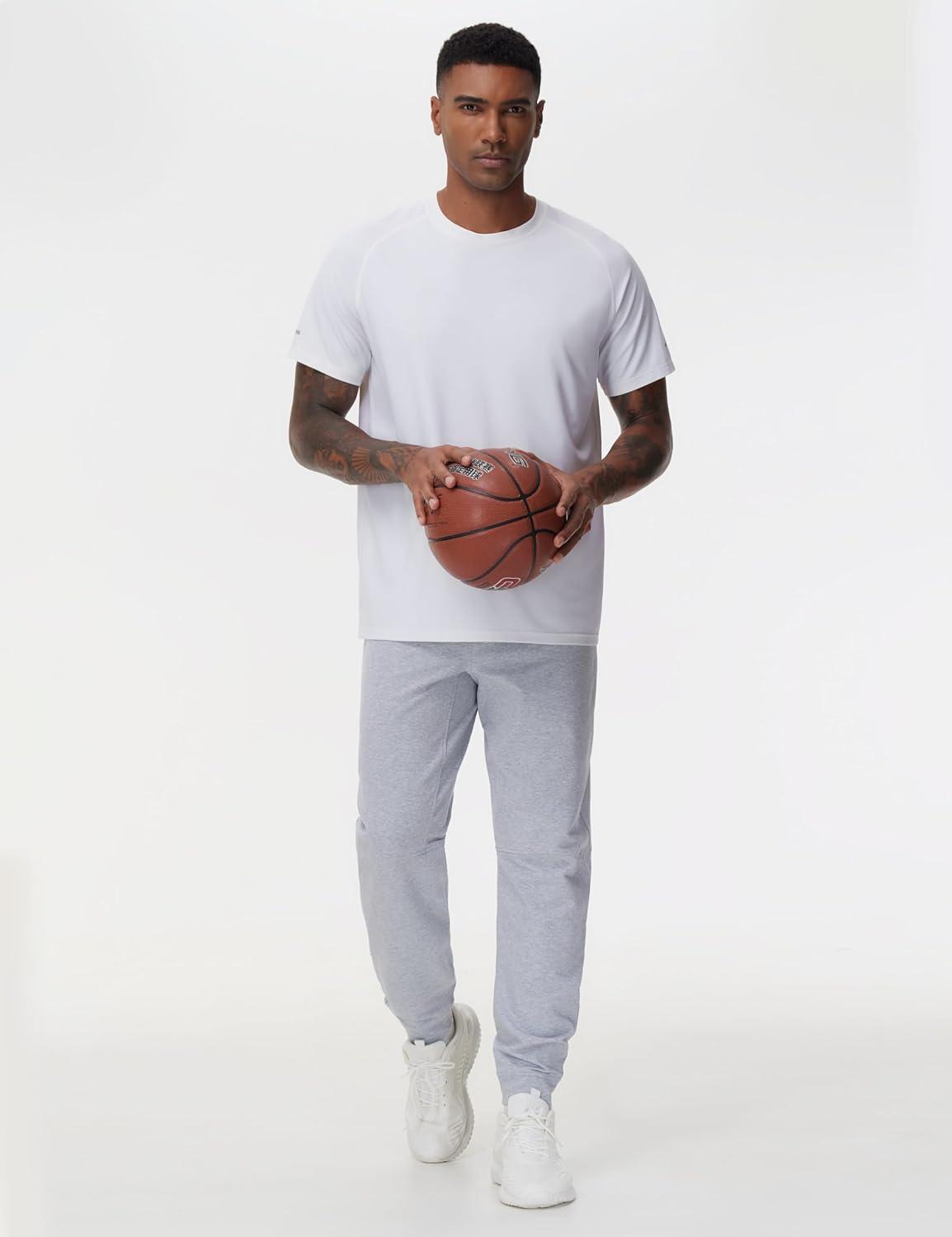 imageTHE GYM PEOPLE Mens Drawstring Workout Joggers Pants Lightweight Tapered Running Lounge Sweatpants with PocketsGrey