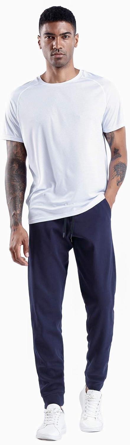 imageTHE GYM PEOPLE Mens Fleece Joggers Pants with Deep Pockets in Loosefit StyleFleece Lined Blue