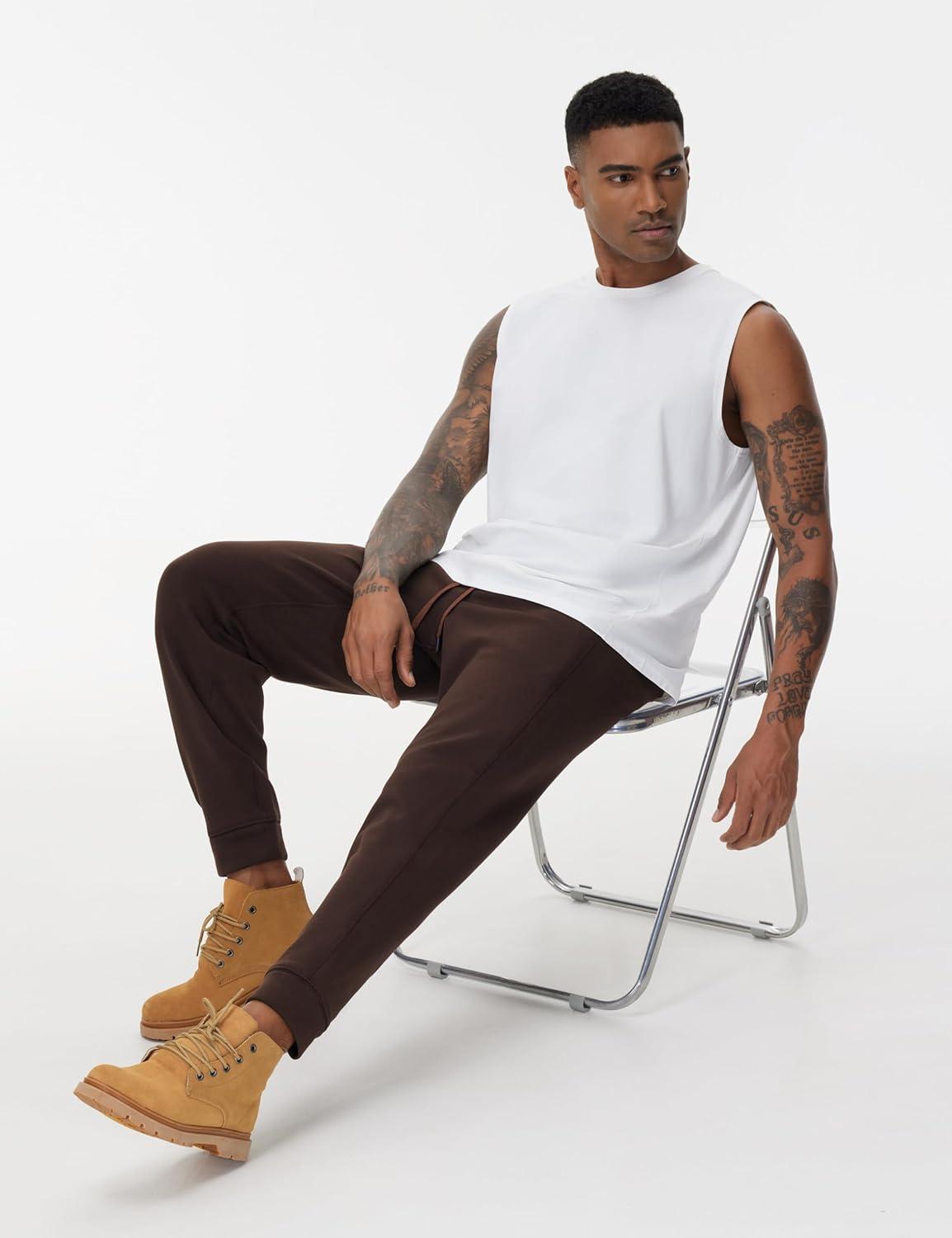 imageTHE GYM PEOPLE Mens Fleece Joggers Pants with Deep Pockets in Loosefit StyleFleece Lined Brown