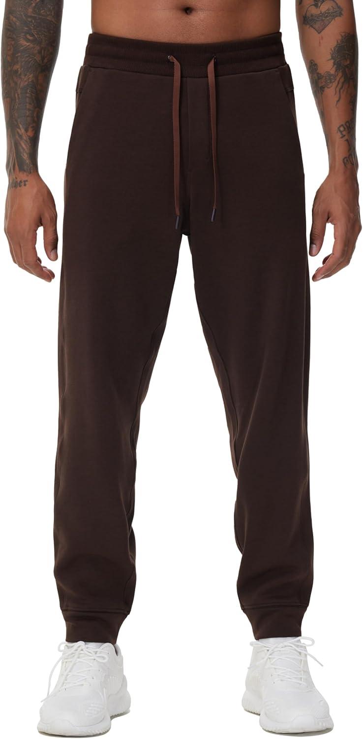 imageTHE GYM PEOPLE Mens Fleece Joggers Pants with Deep Pockets in Loosefit StyleFleece Lined Brown