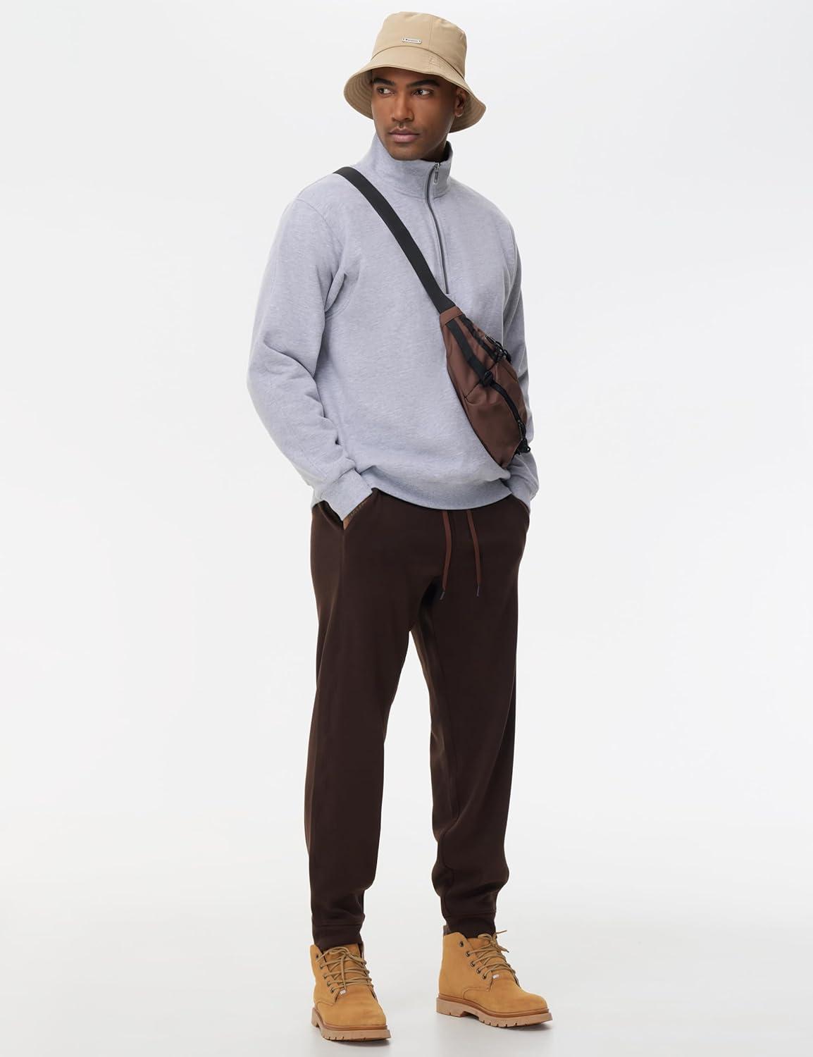 imageTHE GYM PEOPLE Mens Fleece Joggers Pants with Deep Pockets in Loosefit StyleFleece Lined Brown