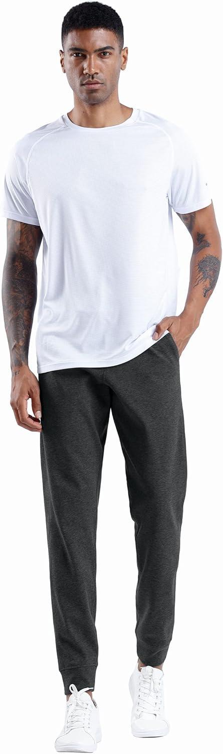 imageTHE GYM PEOPLE Mens Fleece Joggers Pants with Deep Pockets in Loosefit StyleFleece Lined Dark Grey