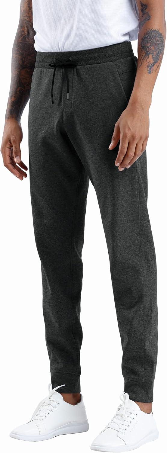 imageTHE GYM PEOPLE Mens Fleece Joggers Pants with Deep Pockets in Loosefit StyleFleece Lined Dark Grey