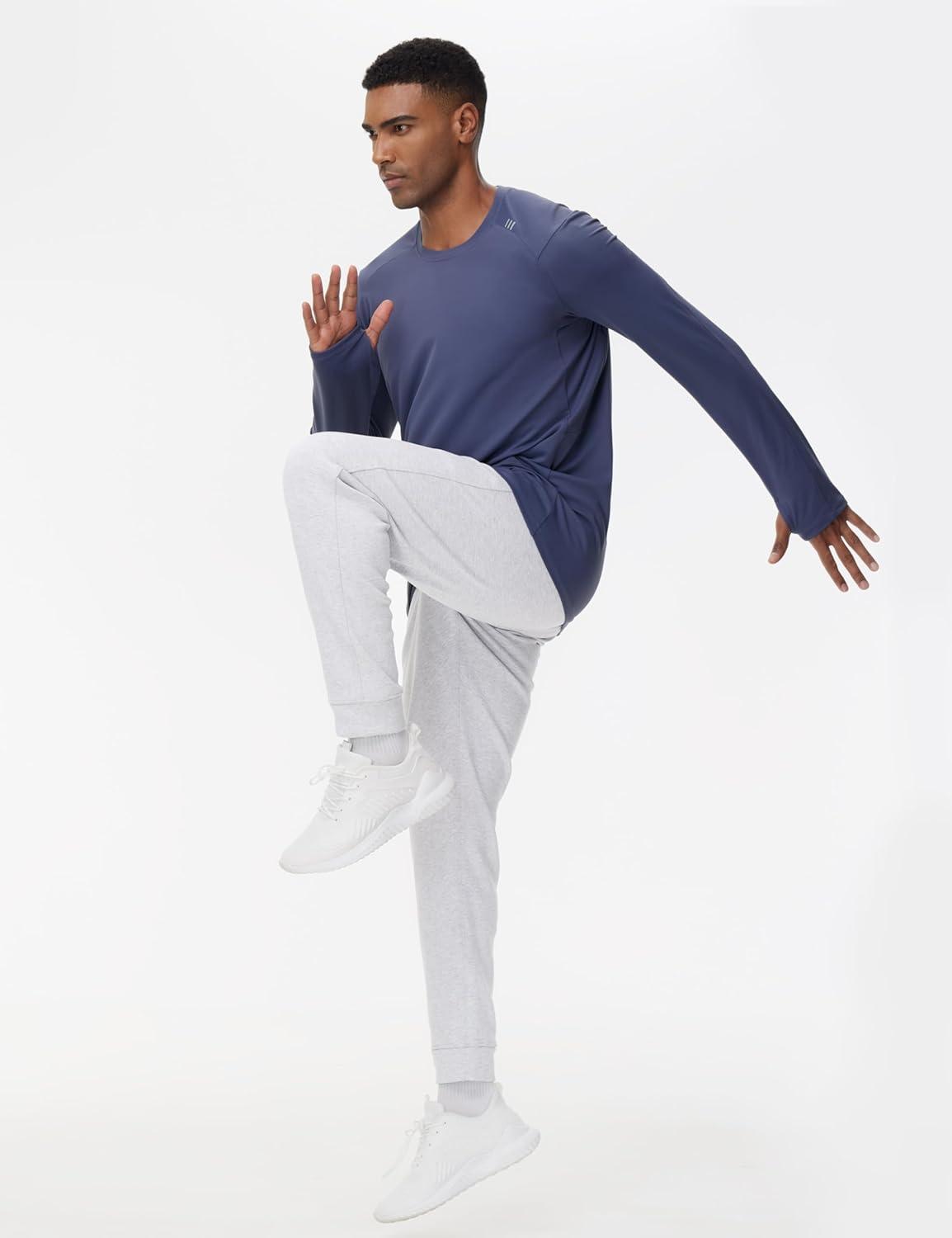 imageTHE GYM PEOPLE Mens Fleece Joggers Pants with Deep Pockets in Loosefit StyleFleece Lined Heather White