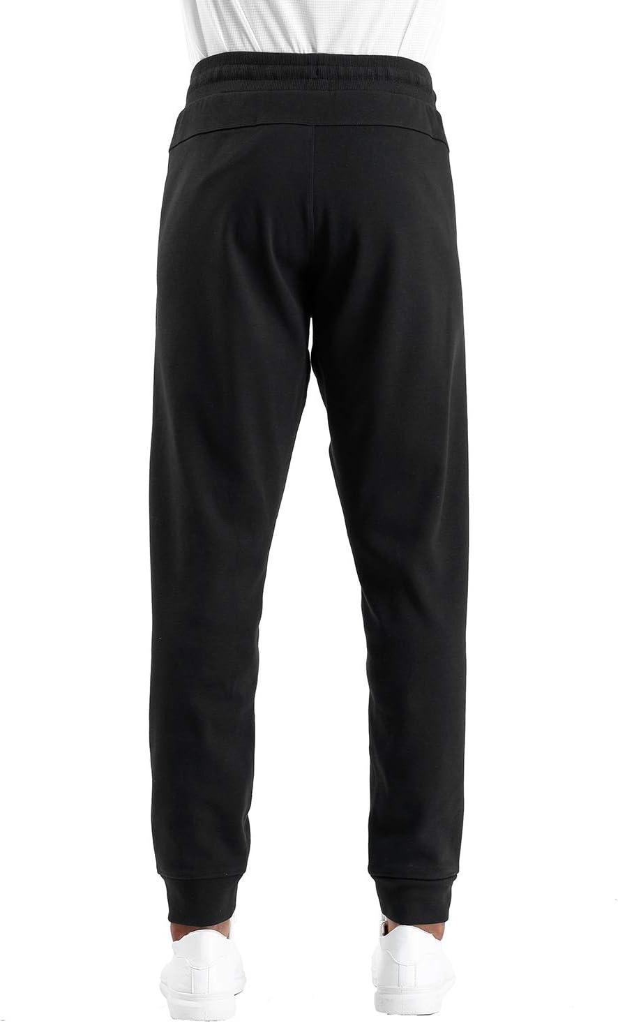 imageTHE GYM PEOPLE Mens Fleece Joggers Pants with Deep Pockets in Loosefit StyleUnlined Lightweight Basic Black