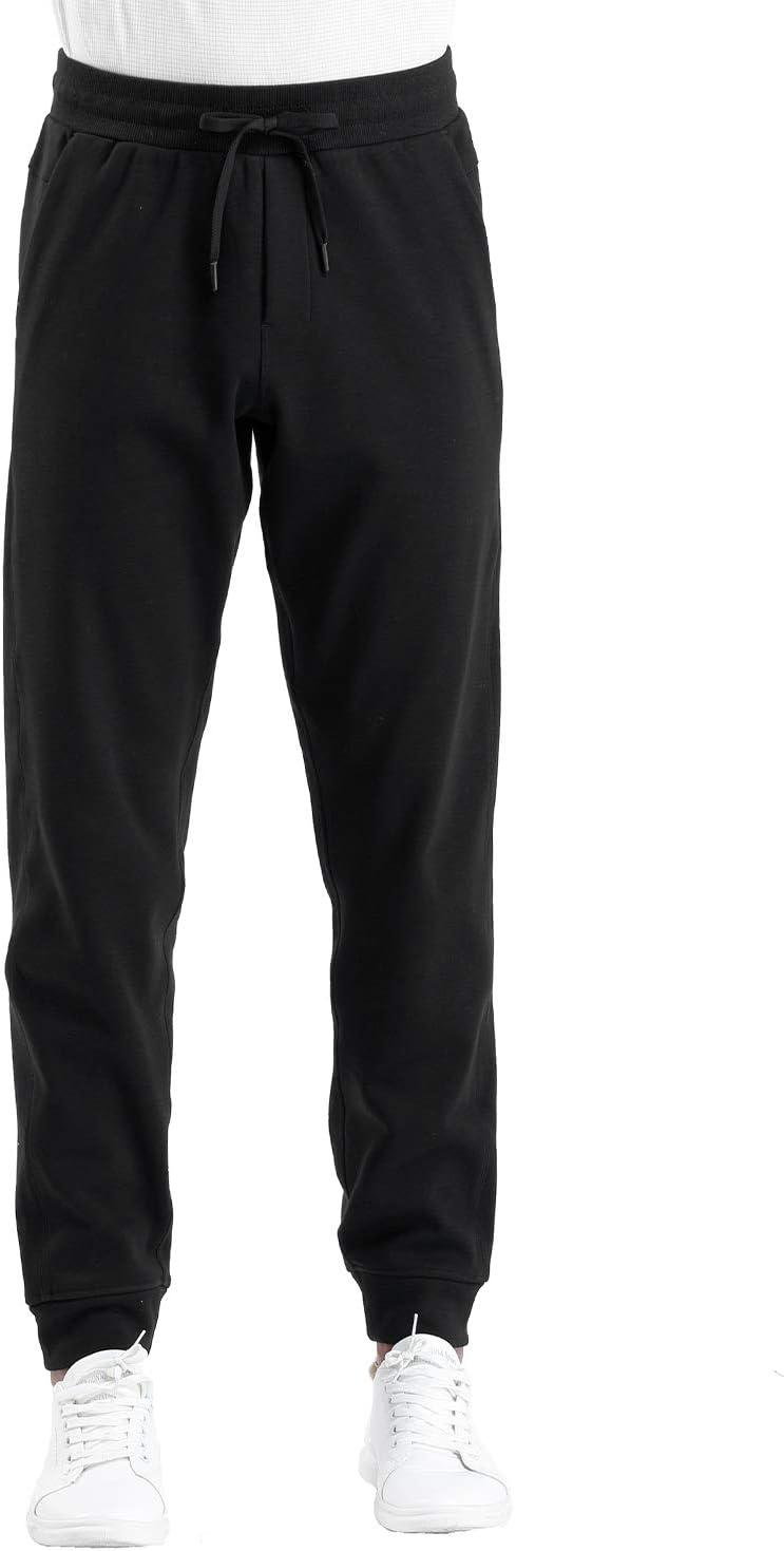 imageTHE GYM PEOPLE Mens Fleece Joggers Pants with Deep Pockets in Loosefit StyleUnlined Lightweight Basic Black