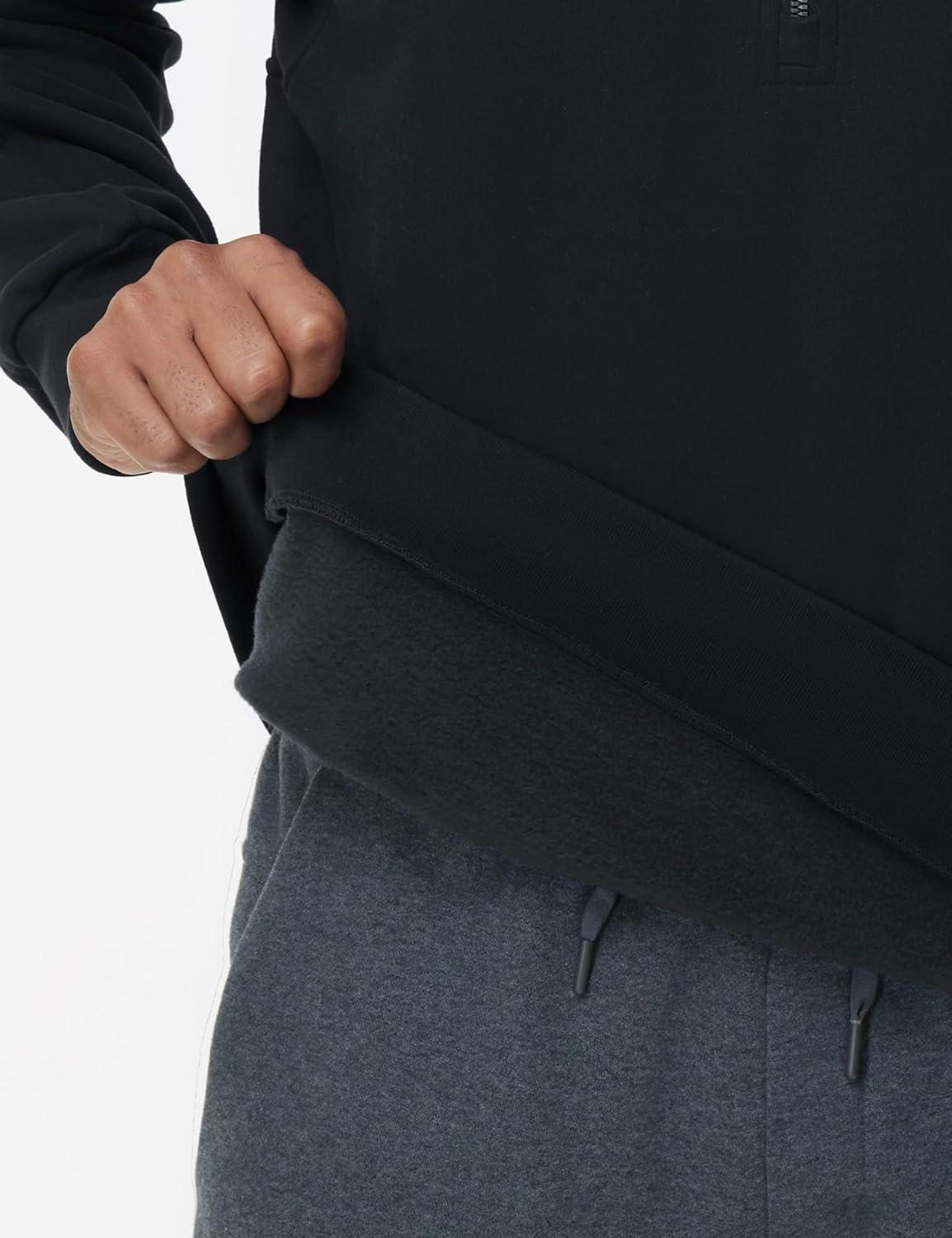 imageTHE GYM PEOPLE Mens Half Zip Fleece Pullover Sweatshirts Midweight Mock Neck Workout Sweat TopsBlack