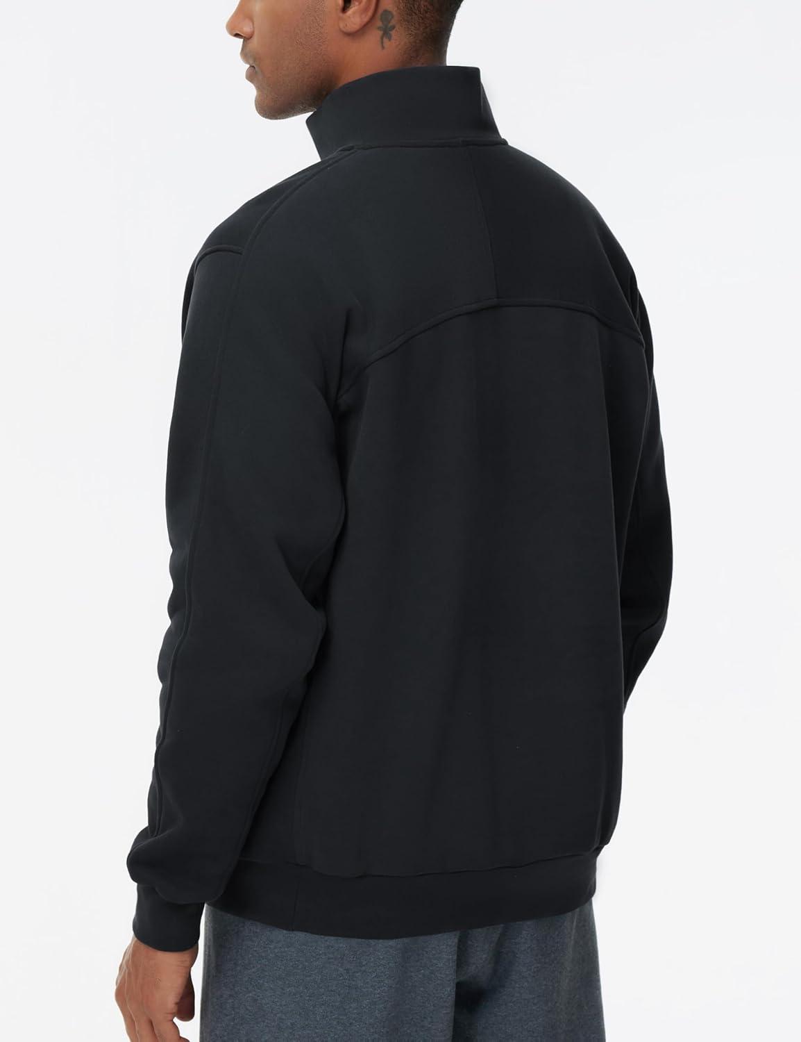 imageTHE GYM PEOPLE Mens Half Zip Fleece Pullover Sweatshirts Midweight Mock Neck Workout Sweat TopsBlack