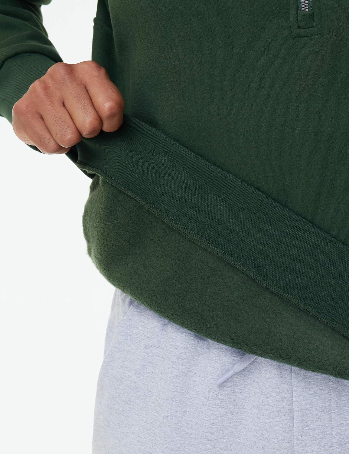 imageTHE GYM PEOPLE Mens Half Zip Fleece Pullover Sweatshirts Midweight Mock Neck Workout Sweat TopsGreen
