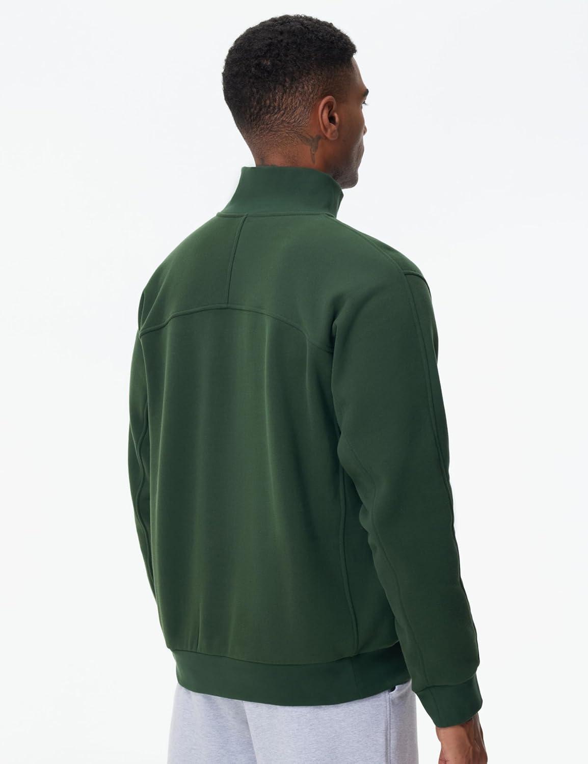 imageTHE GYM PEOPLE Mens Half Zip Fleece Pullover Sweatshirts Midweight Mock Neck Workout Sweat TopsGreen