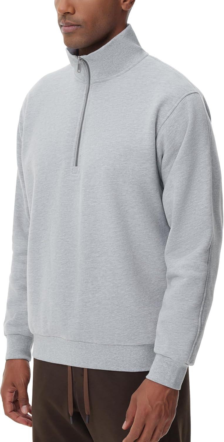 imageTHE GYM PEOPLE Mens Half Zip Fleece Pullover Sweatshirts Midweight Mock Neck Workout Sweat TopsGrey