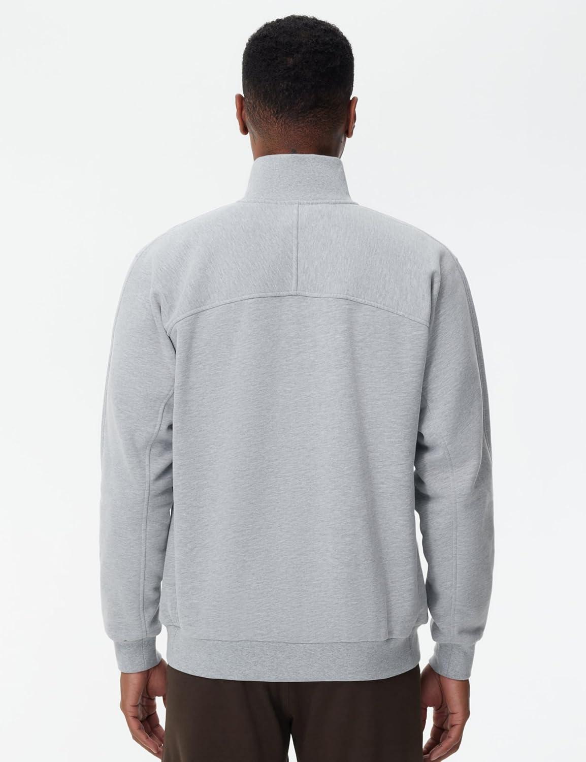 imageTHE GYM PEOPLE Mens Half Zip Fleece Pullover Sweatshirts Midweight Mock Neck Workout Sweat TopsGrey