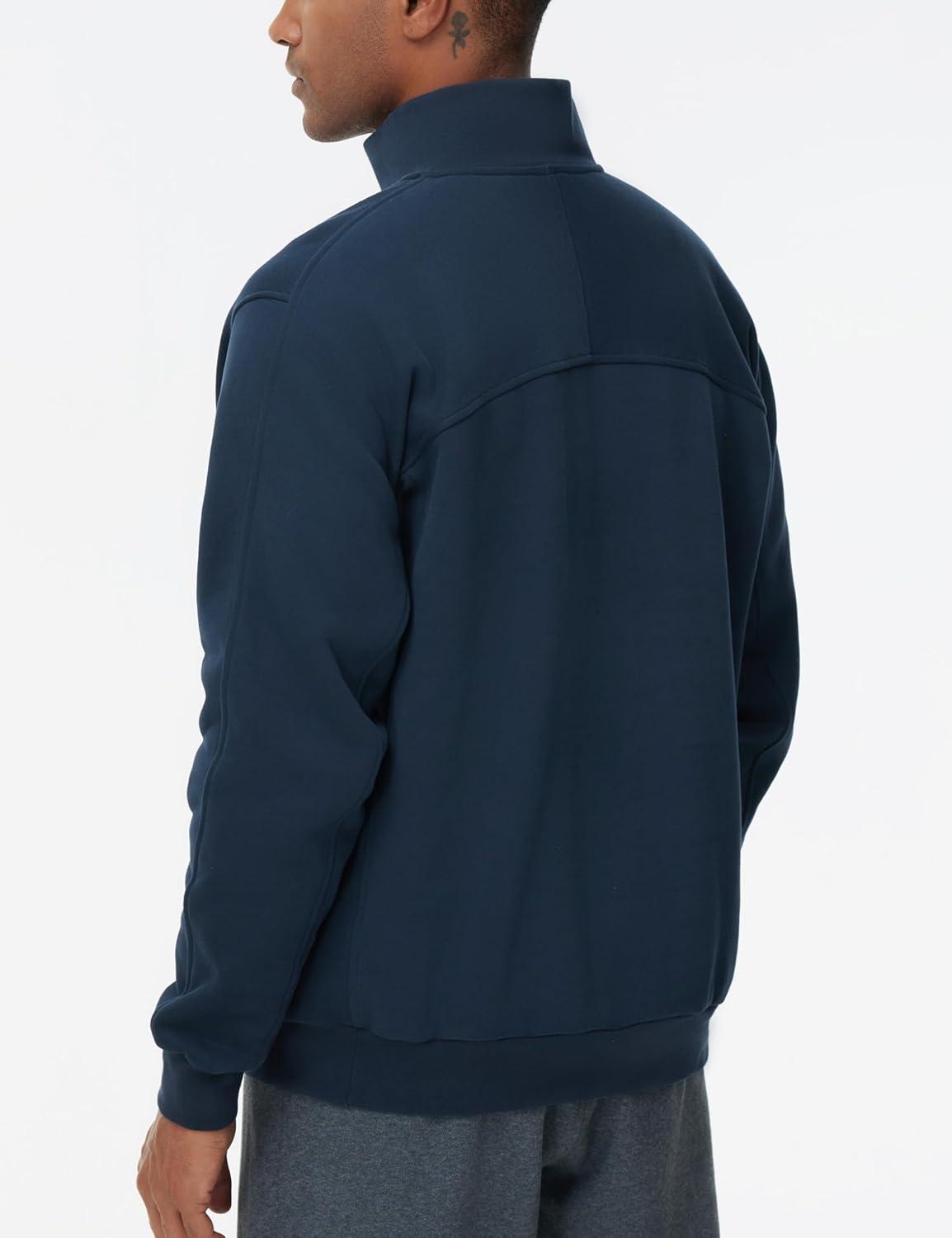 imageTHE GYM PEOPLE Mens Half Zip Fleece Pullover Sweatshirts Midweight Mock Neck Workout Sweat TopsNavy Blue