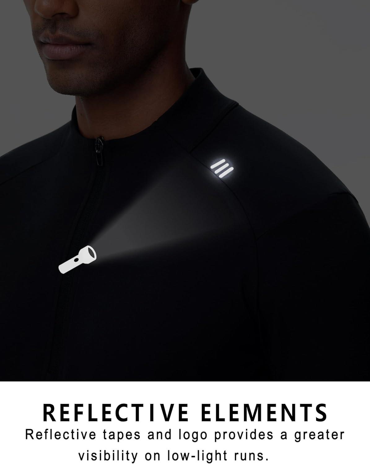 imageTHE GYM PEOPLE Mens HalfZip Long Sleeve Golf Shirts Soft Lightweight Warm Workout Pullover Sweatshirts with Thumb HoleBlack