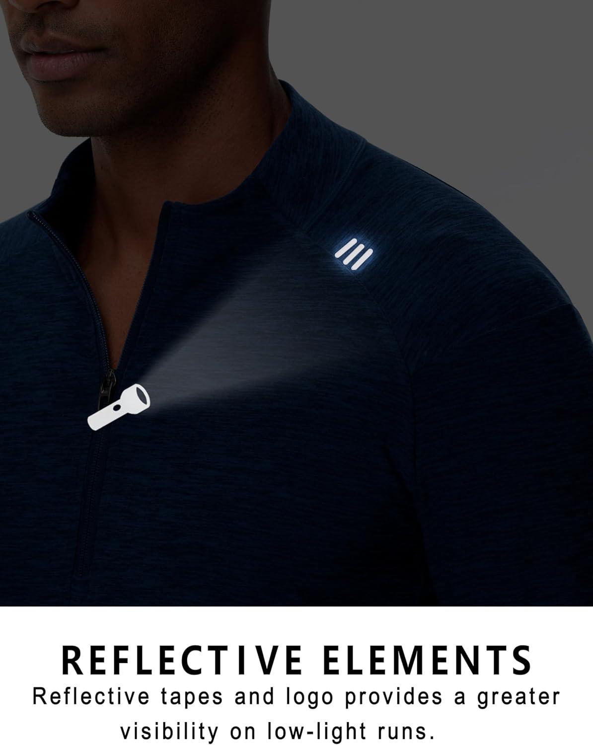 imageTHE GYM PEOPLE Mens HalfZip Long Sleeve Golf Shirts Soft Lightweight Warm Workout Pullover Sweatshirts with Thumb HoleDark Blue Heather