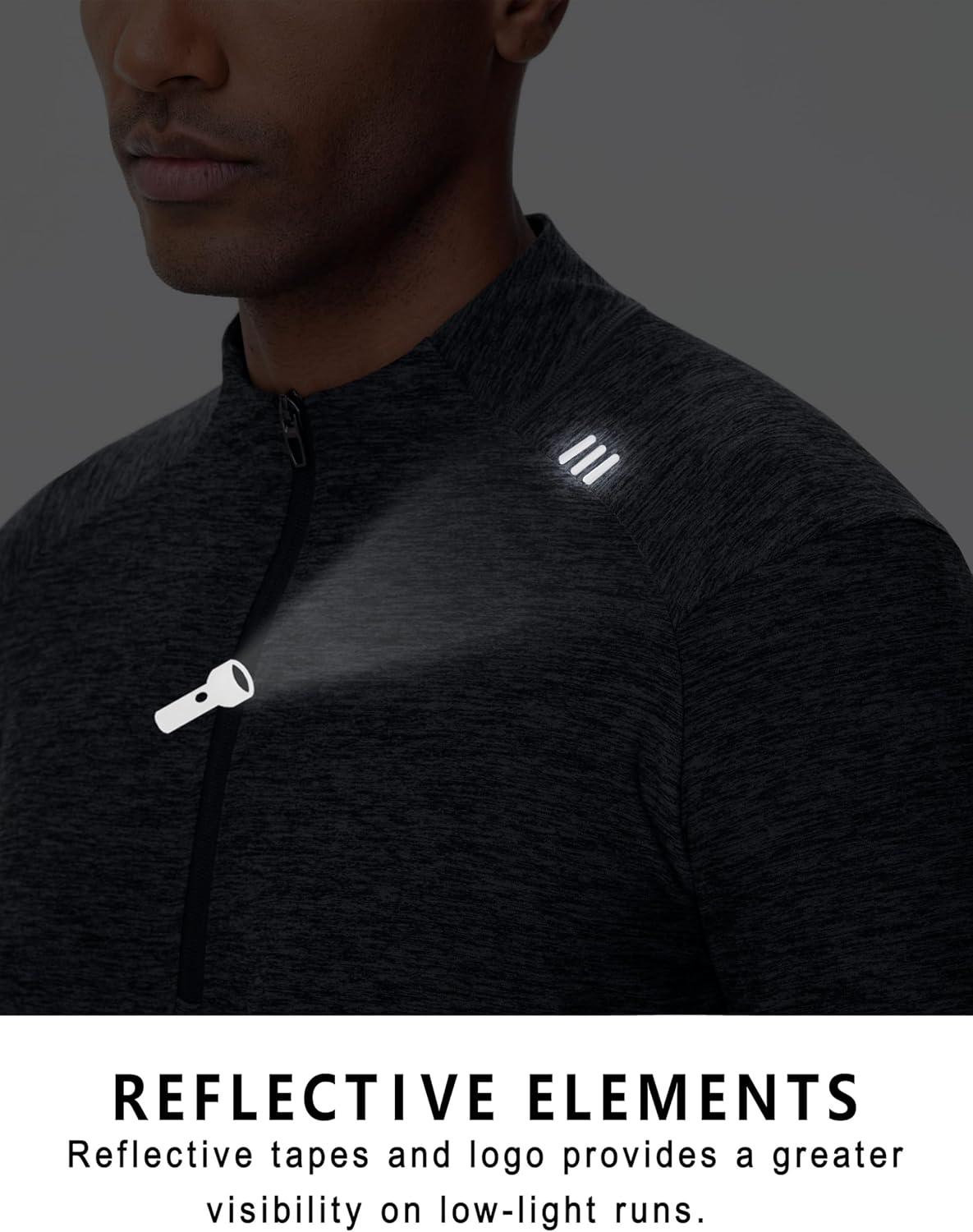 imageTHE GYM PEOPLE Mens HalfZip Long Sleeve Golf Shirts Soft Lightweight Warm Workout Pullover Sweatshirts with Thumb HoleDark Grey Heather