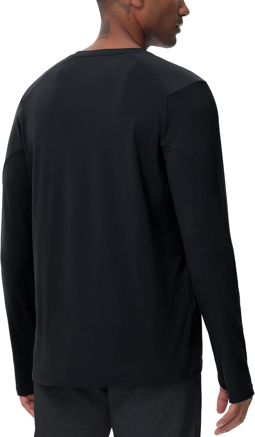 imageTHE GYM PEOPLE Mens Long Sleeve Workout Shirts Moisture Wicking Athletic Running Tee Tops with Thumb HolesBlack