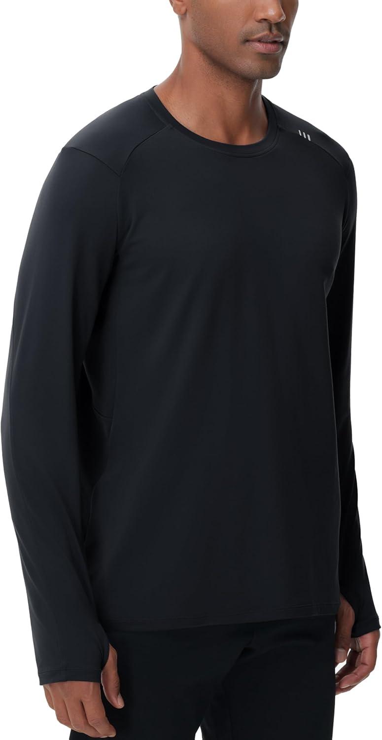 imageTHE GYM PEOPLE Mens Long Sleeve Workout Shirts Moisture Wicking Athletic Running Tee Tops with Thumb HolesBlack