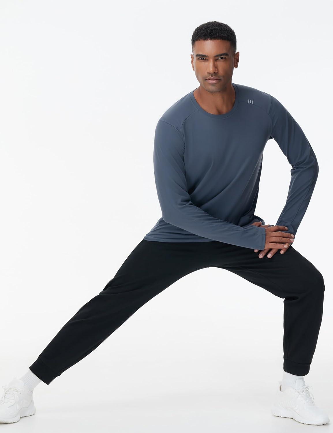 imageTHE GYM PEOPLE Mens Long Sleeve Workout Shirts Moisture Wicking Athletic Running Tee Tops with Thumb HolesCharcoal Grey