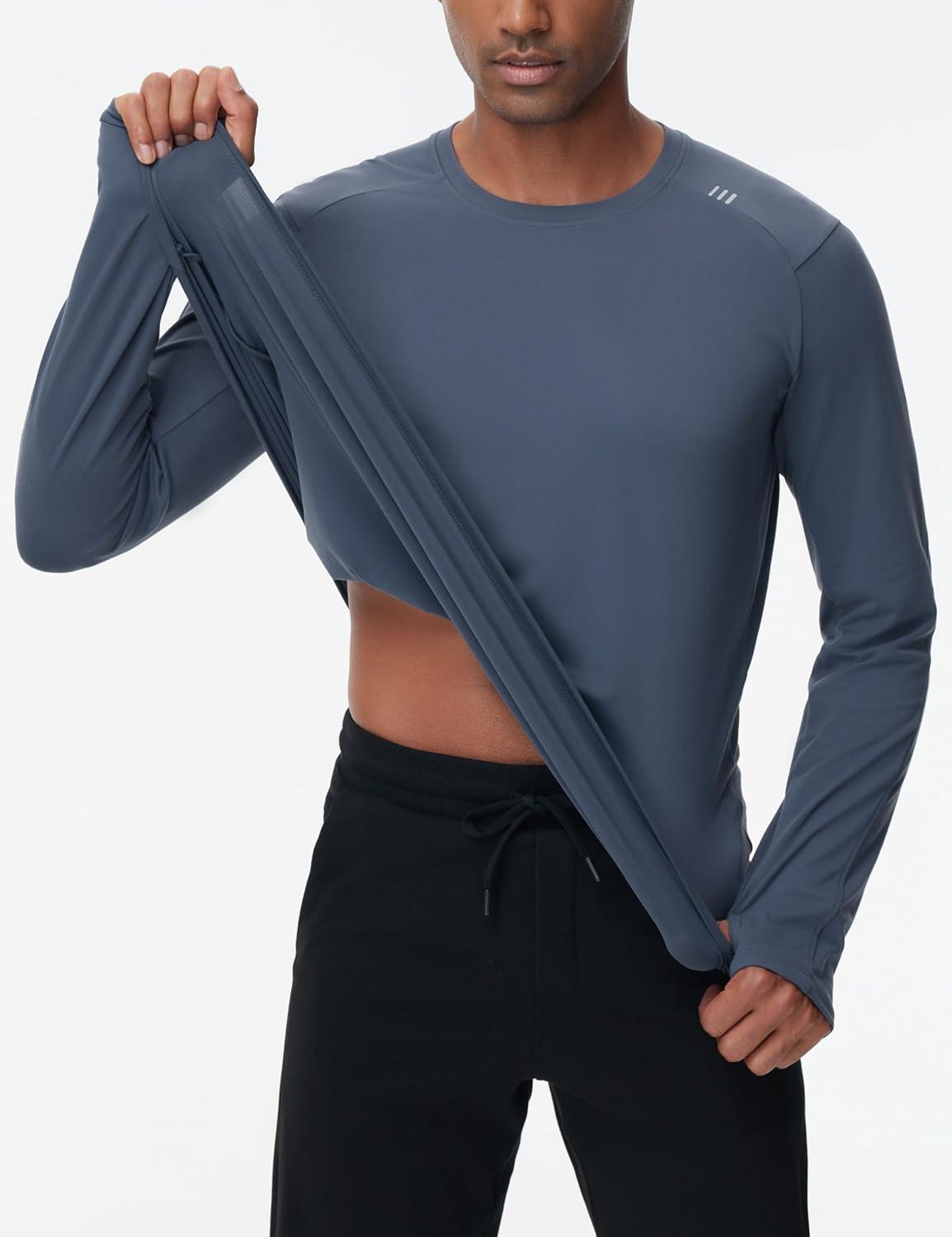 imageTHE GYM PEOPLE Mens Long Sleeve Workout Shirts Moisture Wicking Athletic Running Tee Tops with Thumb HolesCharcoal Grey