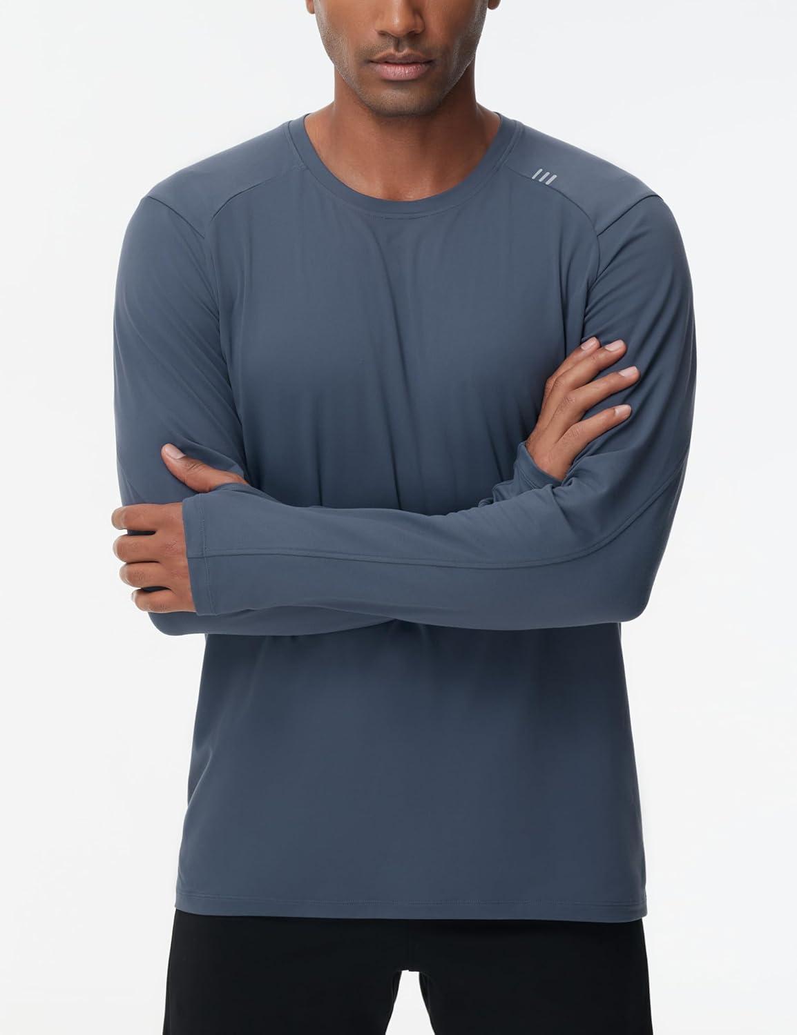 imageTHE GYM PEOPLE Mens Long Sleeve Workout Shirts Moisture Wicking Athletic Running Tee Tops with Thumb HolesCharcoal Grey