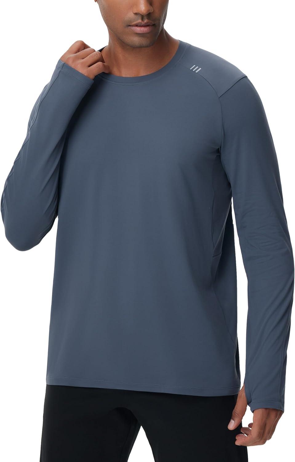 imageTHE GYM PEOPLE Mens Long Sleeve Workout Shirts Moisture Wicking Athletic Running Tee Tops with Thumb HolesCharcoal Grey
