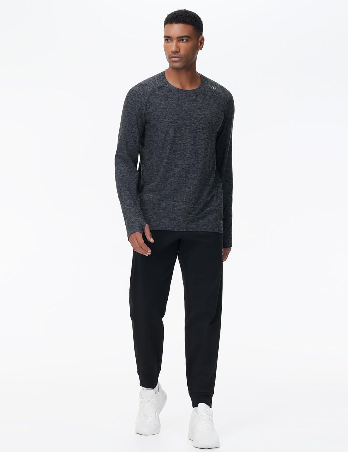 imageTHE GYM PEOPLE Mens Long Sleeve Workout Shirts Moisture Wicking Athletic Running Tee Tops with Thumb HolesDark Grey Heather