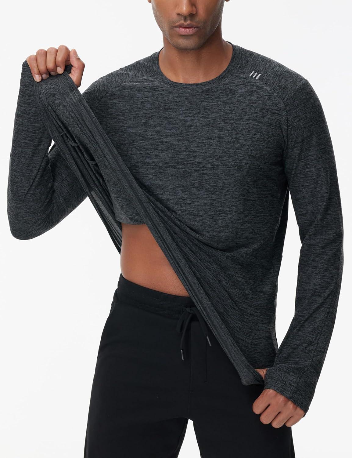 imageTHE GYM PEOPLE Mens Long Sleeve Workout Shirts Moisture Wicking Athletic Running Tee Tops with Thumb HolesDark Grey Heather