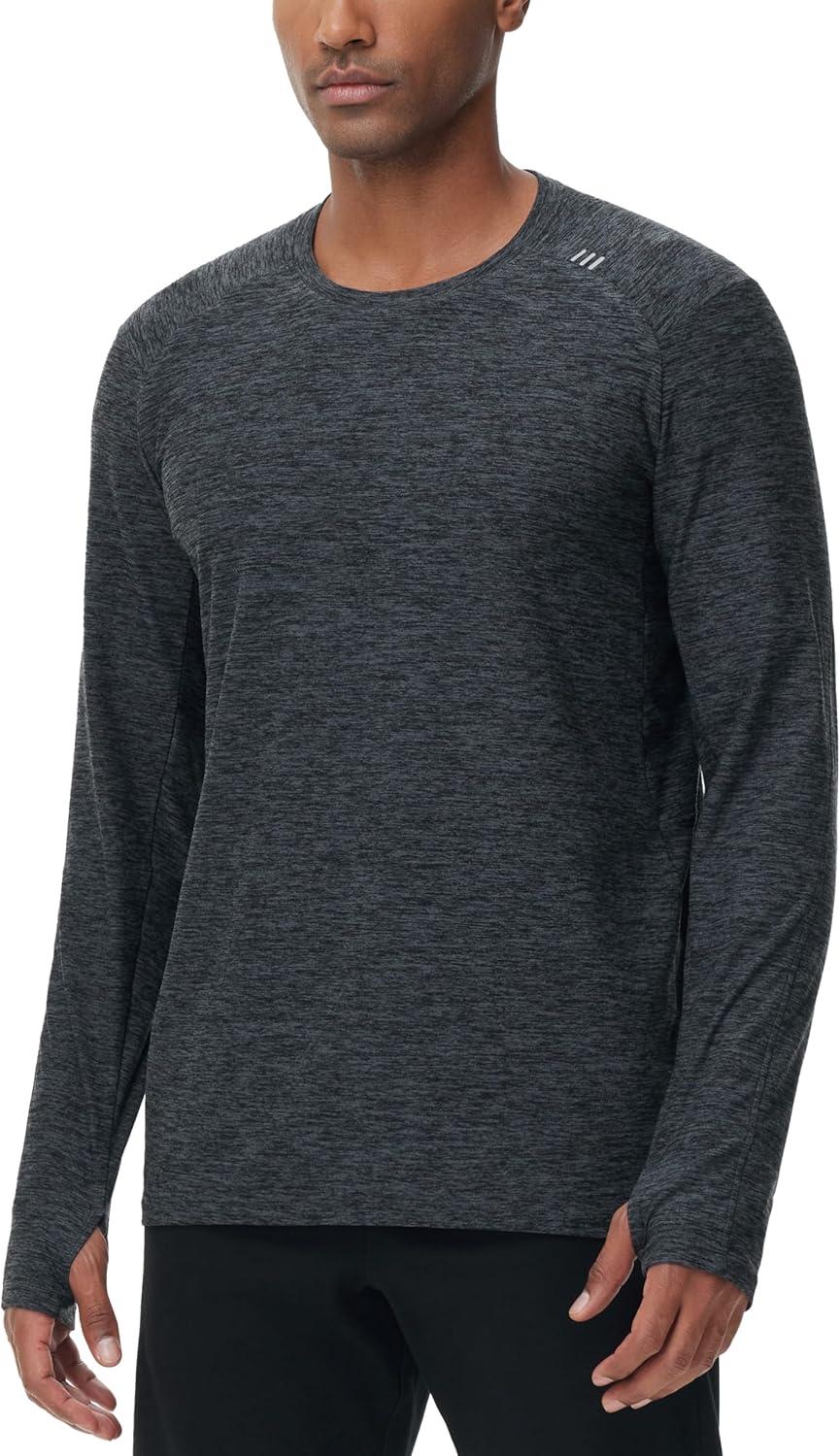 imageTHE GYM PEOPLE Mens Long Sleeve Workout Shirts Moisture Wicking Athletic Running Tee Tops with Thumb HolesDark Grey Heather