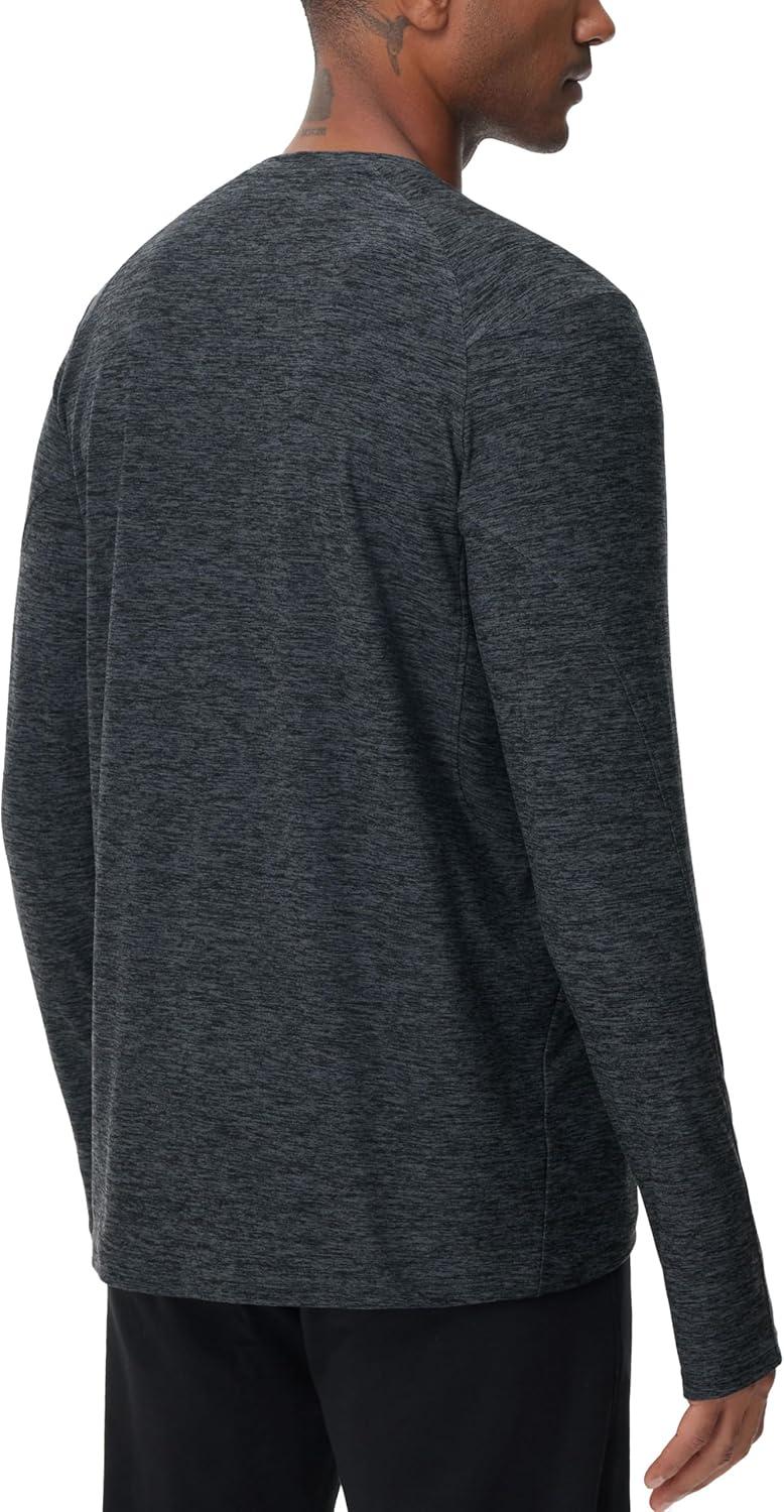 imageTHE GYM PEOPLE Mens Long Sleeve Workout Shirts Moisture Wicking Athletic Running Tee Tops with Thumb HolesDark Grey Heather