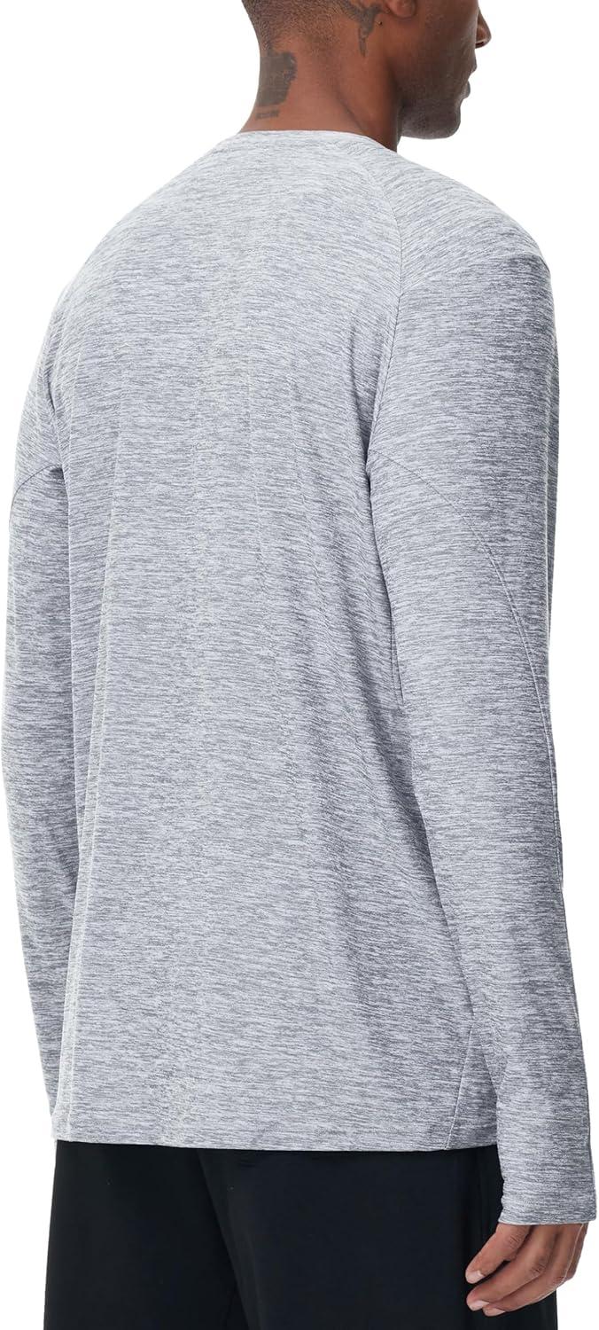 imageTHE GYM PEOPLE Mens Long Sleeve Workout Shirts Moisture Wicking Athletic Running Tee Tops with Thumb HolesLight Grey Heather