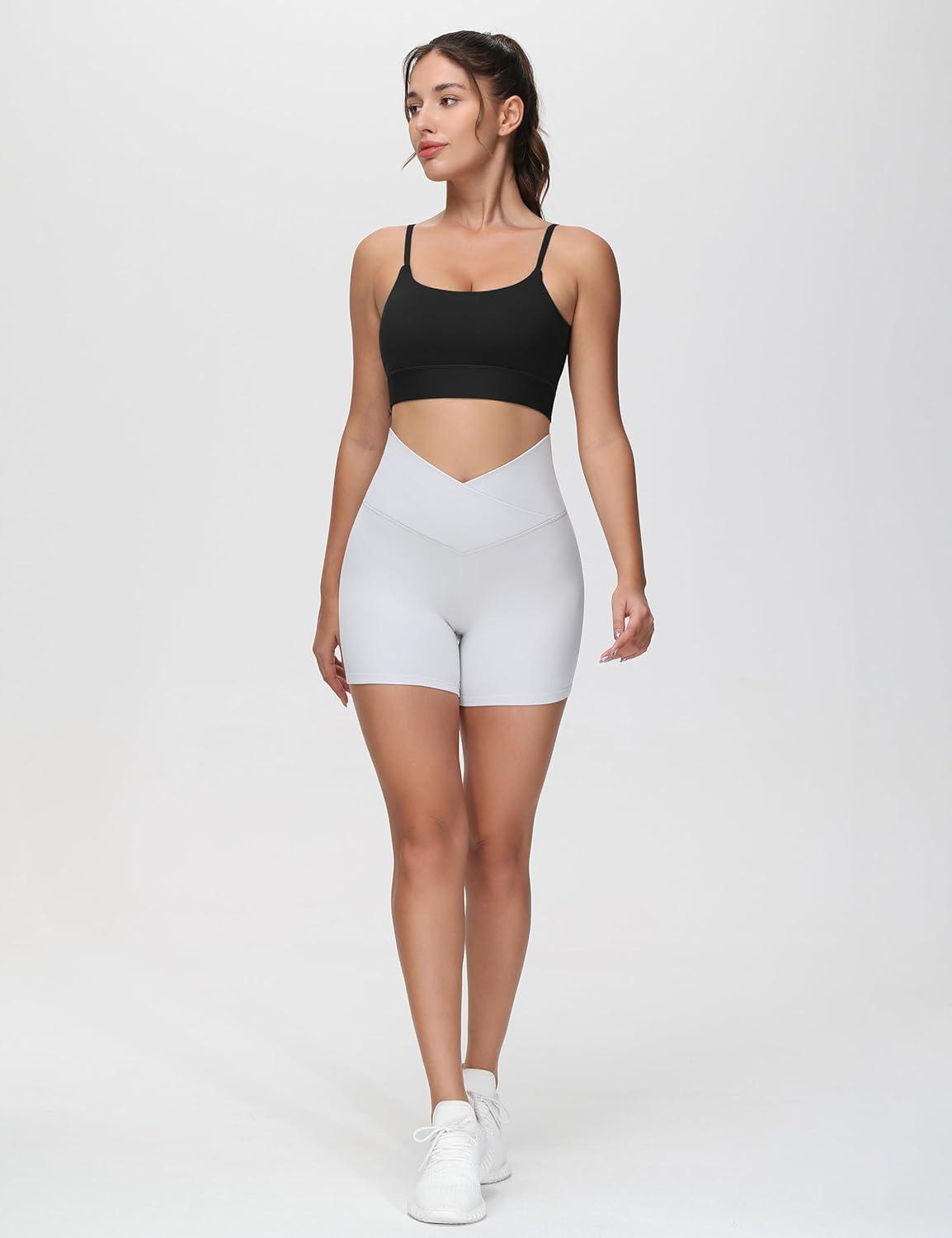imageTHE GYM PEOPLE Womens Adjustable Longline Sports Bras Scoop Neck Padded Wireless Workout Yoga TopsBlack
