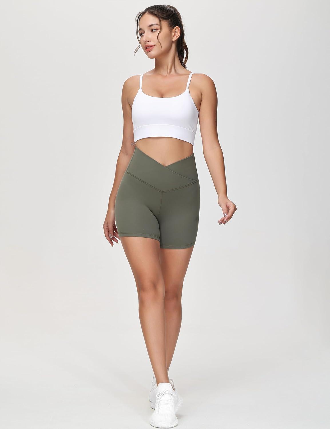 imageTHE GYM PEOPLE Womens Adjustable Longline Sports Bras Scoop Neck Padded Wireless Workout Yoga TopsWhite