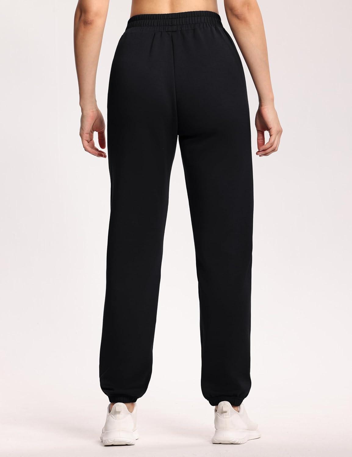 imageTHE GYM PEOPLE Womens Baggy Cinch Bottom Sweatpants Lightweight Workout Joggers Pants with PocketsBlack