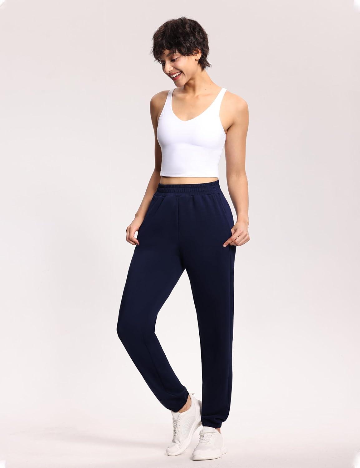 imageTHE GYM PEOPLE Womens Baggy Cinch Bottom Sweatpants Lightweight Workout Joggers Pants with PocketsDark Blue