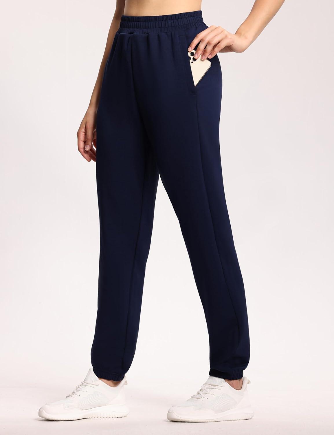 imageTHE GYM PEOPLE Womens Baggy Cinch Bottom Sweatpants Lightweight Workout Joggers Pants with PocketsDark Blue