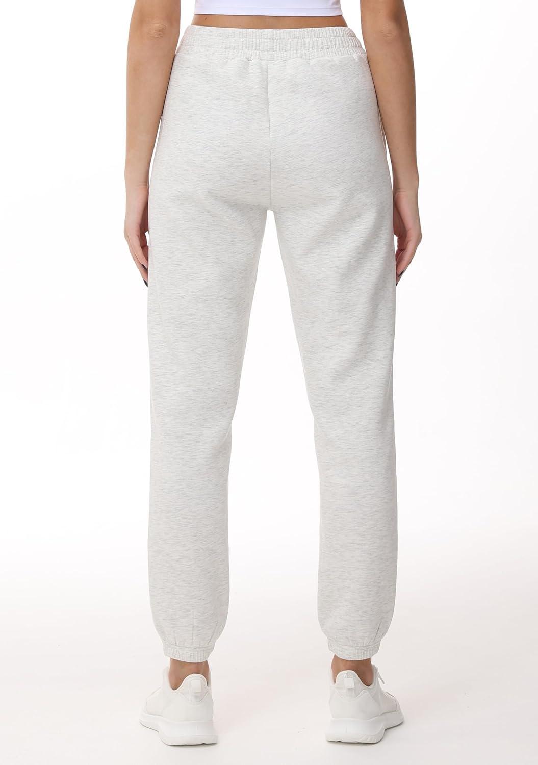 imageTHE GYM PEOPLE Womens Baggy Cinch Bottom Sweatpants Lightweight Workout Joggers Pants with PocketsHeather White