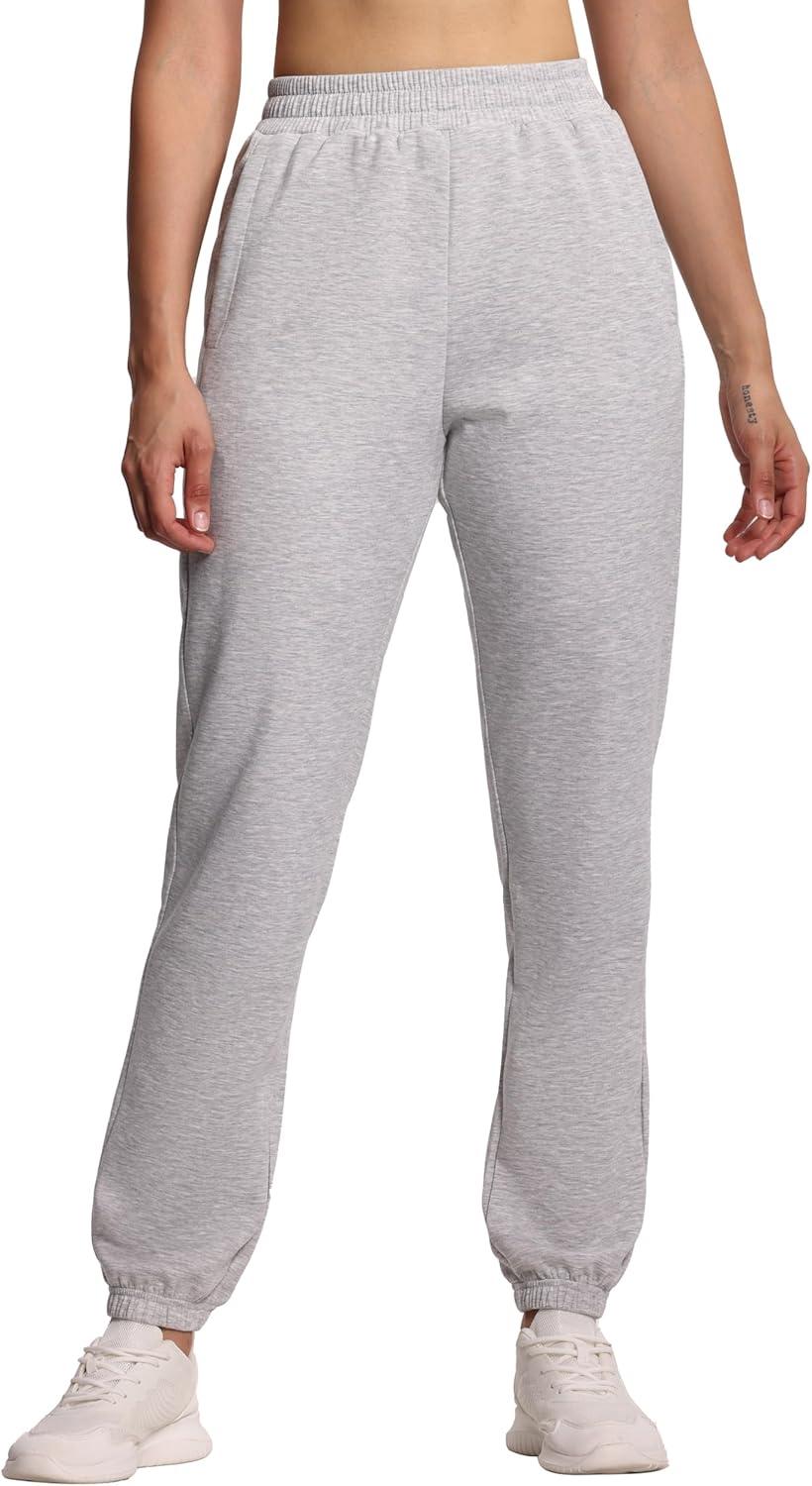 imageTHE GYM PEOPLE Womens Baggy Cinch Bottom Sweatpants Lightweight Workout Joggers Pants with PocketsLight Heather Grey