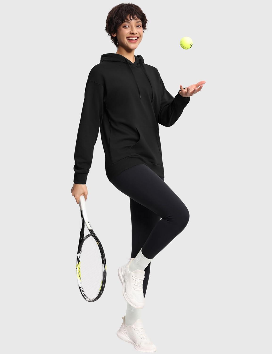 imageTHE GYM PEOPLE Womens Basic Pullover Hoodie Loose fit Ultra Soft Fleece hooded Sweatshirt With PocketsBlack