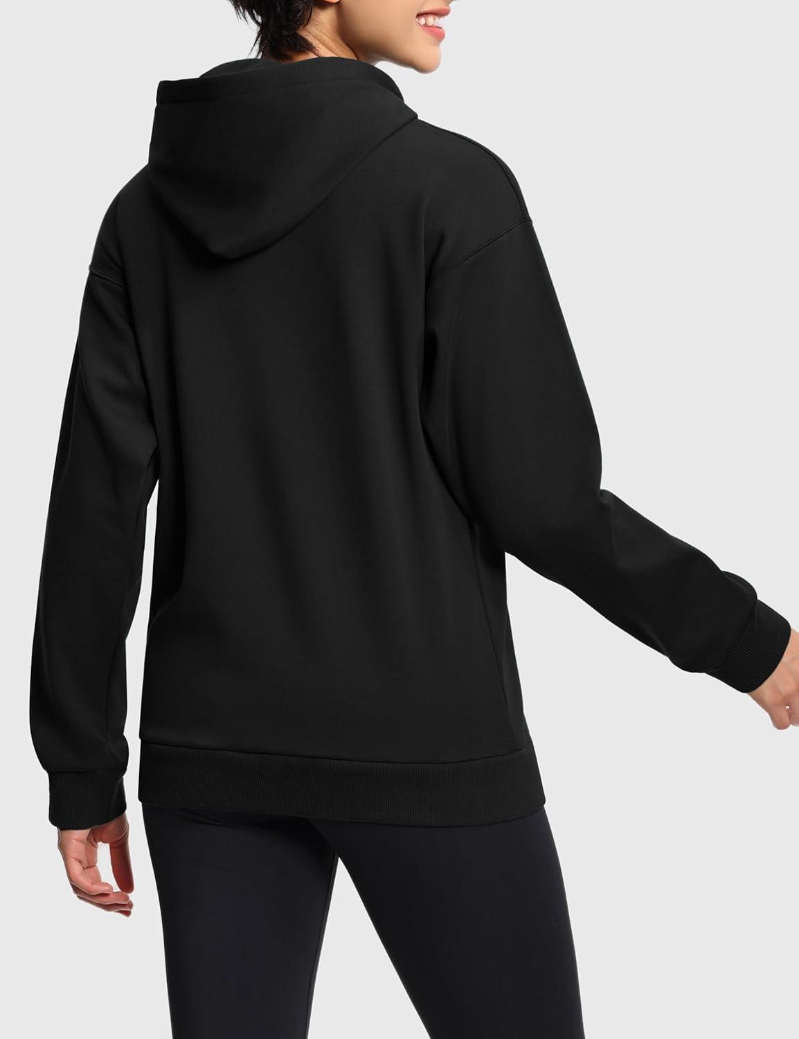 imageTHE GYM PEOPLE Womens Basic Pullover Hoodie Loose fit Ultra Soft Fleece hooded Sweatshirt With PocketsBlack