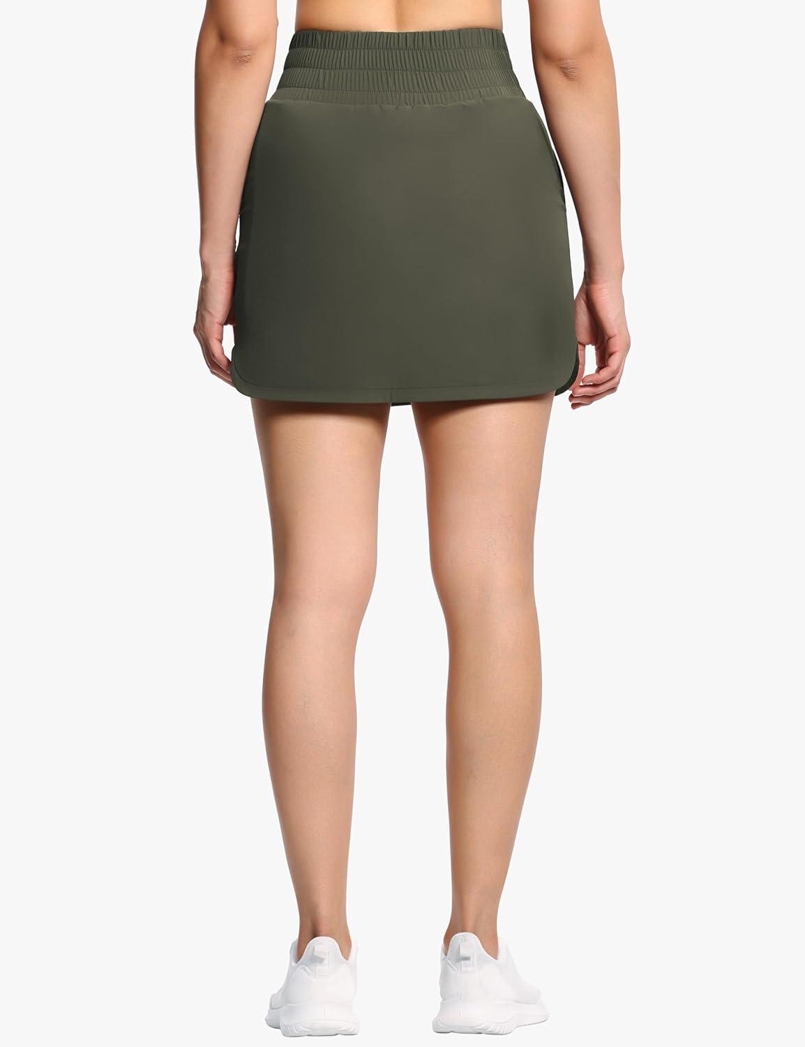 imageTHE GYM PEOPLE Womens Golf Skort Tennis High Waist Lightweight Athletic Casual Skirts Builtin Shorts with 4 PocketsBean Brown