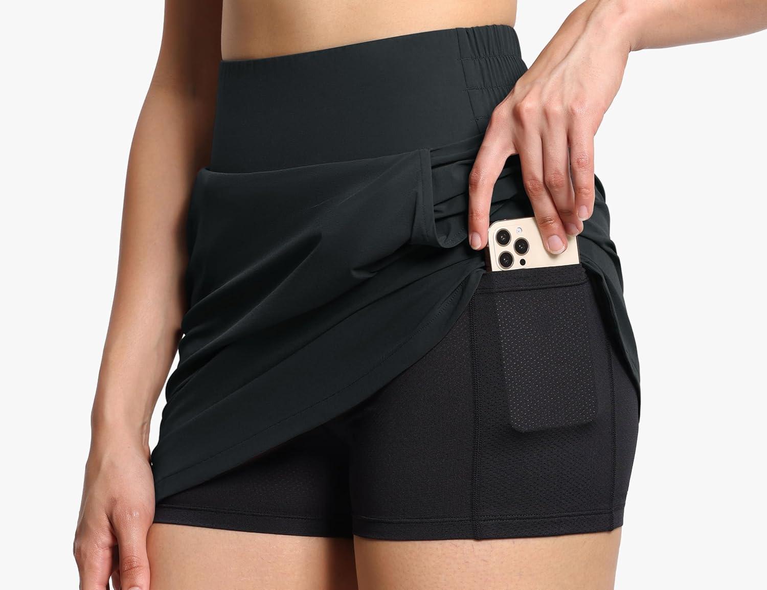 imageTHE GYM PEOPLE Womens Golf Skort Tennis High Waist Lightweight Athletic Casual Skirts Builtin Shorts with 4 PocketsCharcoal Grey