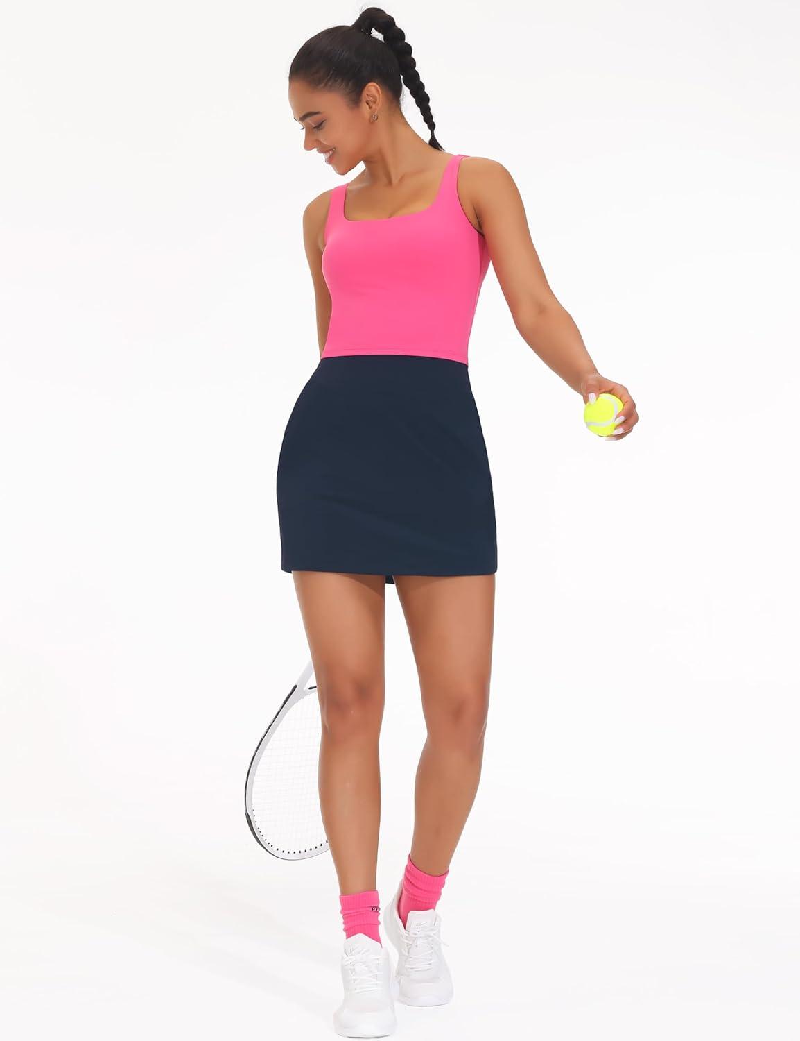 imageTHE GYM PEOPLE Womens Golf Skort Tennis High Waist Lightweight Athletic Casual Skirts Builtin Shorts with 4 PocketsNavy Blue