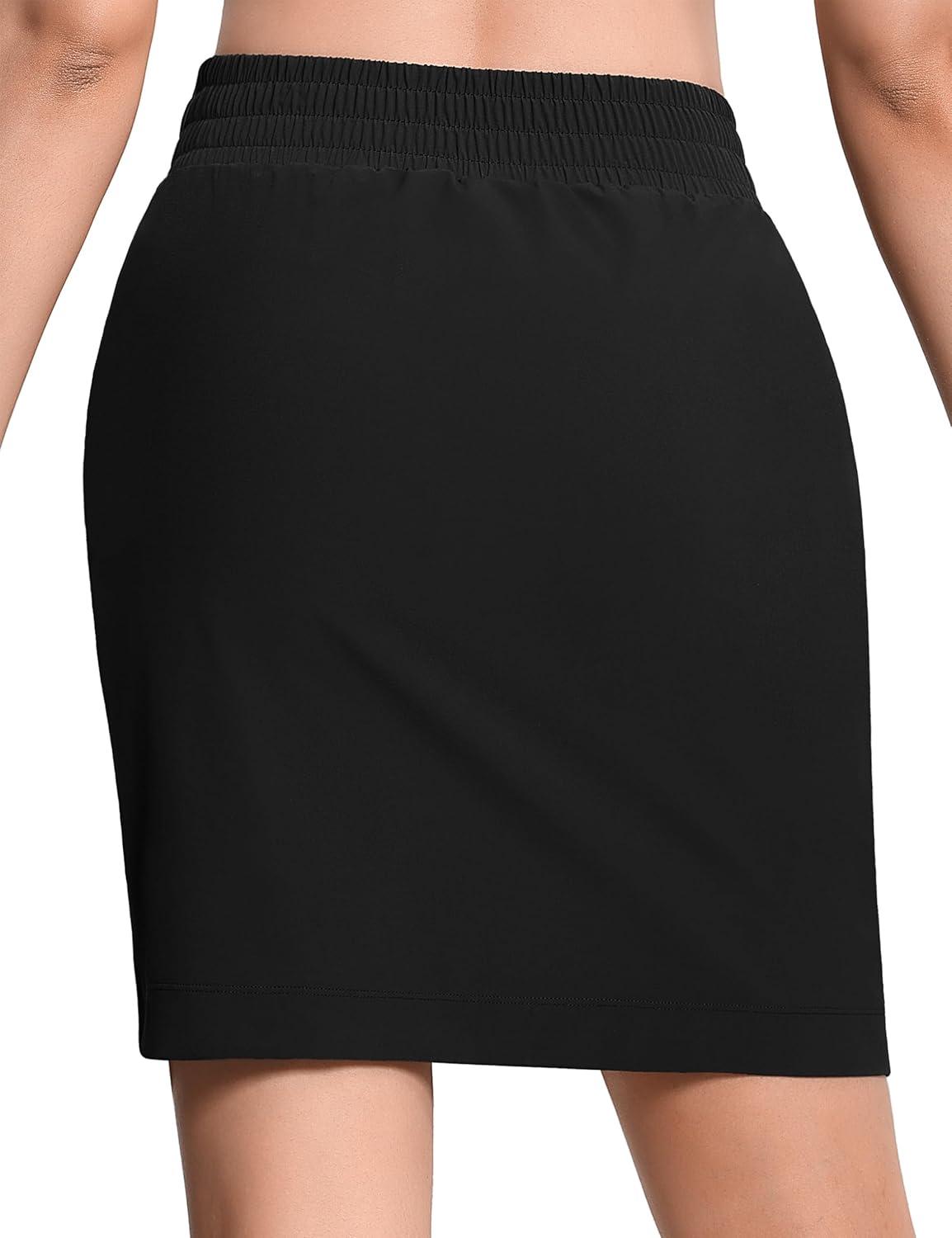 imageTHE GYM PEOPLE Womens Golf Skorts Modest Knee Length Athletic Tennis Skirts Builtin Shorts with 4 PocketsBlack