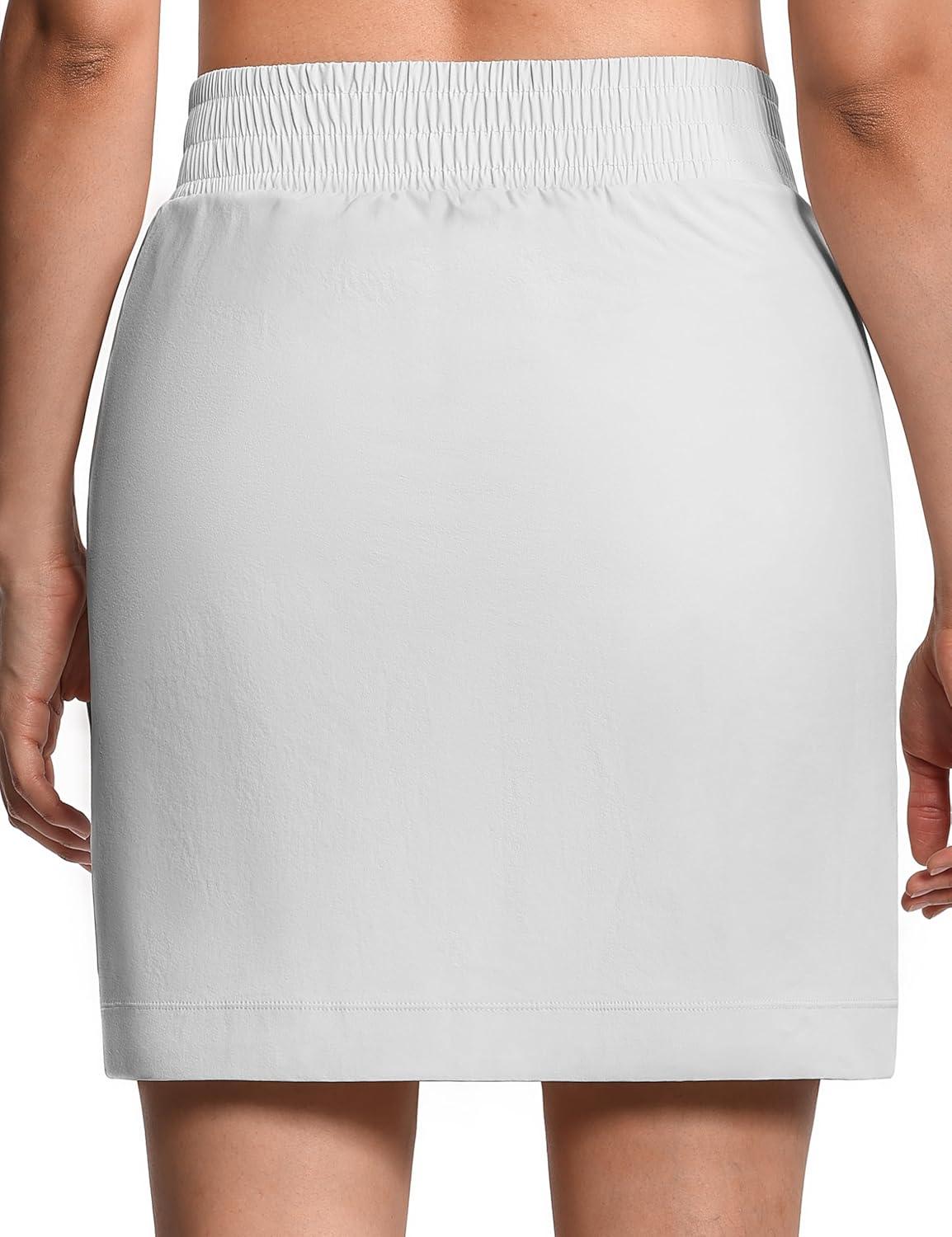 imageTHE GYM PEOPLE Womens Golf Skorts Modest Knee Length Athletic Tennis Skirts Builtin Shorts with 4 PocketsBright Grey