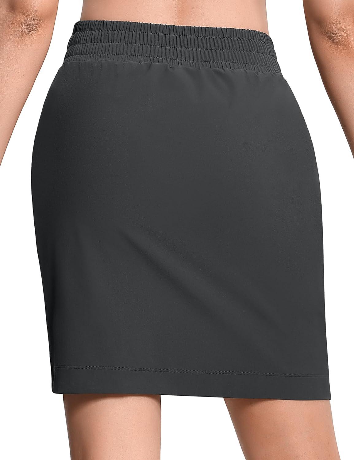 imageTHE GYM PEOPLE Womens Golf Skorts Modest Knee Length Athletic Tennis Skirts Builtin Shorts with 4 PocketsDark Grey