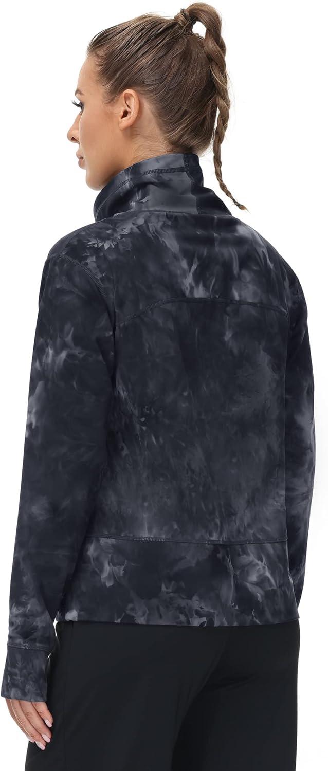 imageTHE GYM PEOPLE Womens Long Sleeve Cowl Neck Loose Fit Workout Hiking Pullover Sweatshirt With PocketsTie Dye Black Grey
